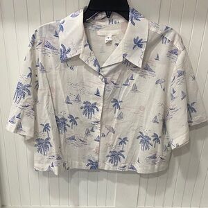 Women's Blue and White Crop Top